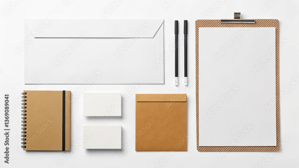 Corporate Stationery Mockups in Various Styles on White Background Corporate Stationery Mockups in Various Styles on White Background