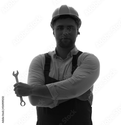 Silhouette of male worker w...