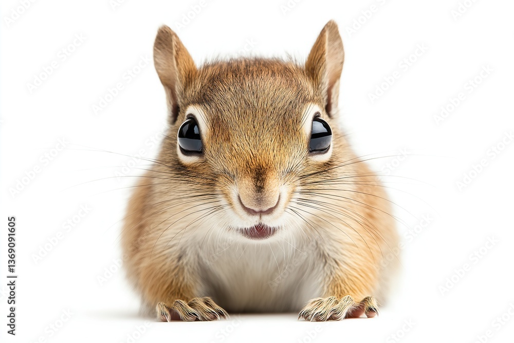 A chipmunk with large shiny eyes and tiny paws staring curiously at the camera A chipmunk with large shiny eyes and tiny paws staring curiously at the camera