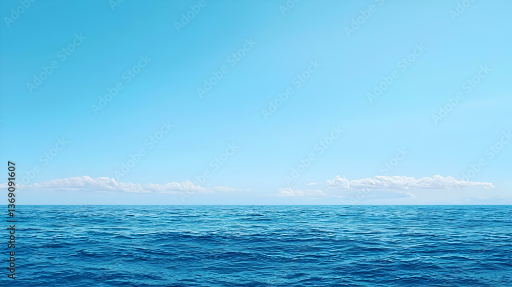 Vast Expansive Ocean Under Clear Blue Sky Vast Expansive Ocean Under Clear Blue Sky