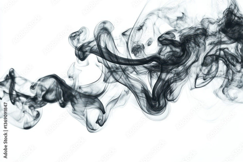 Black smoke isolated on a white background for abstract and artistic themes Black smoke isolated on a white background for abstract and artistic themes