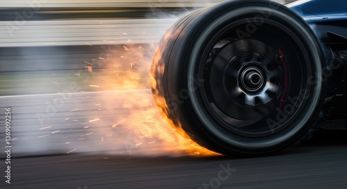 Burning Rubber: A Formula 1 Race Car Tire on Fire