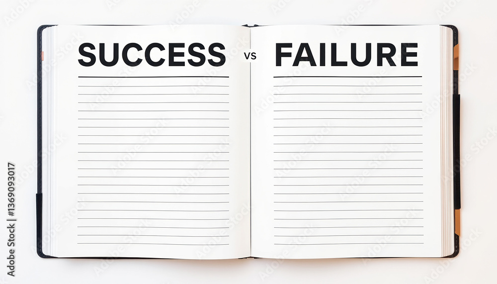 Success versus failure comparison worksheet on minimalist clipboards, goal reflection tool
Success versus failure comparison worksheet on minimalist clipboards, goal reflection tool