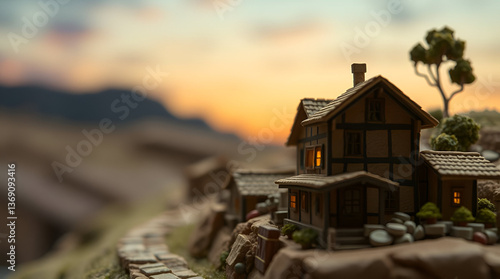 sunset in the village