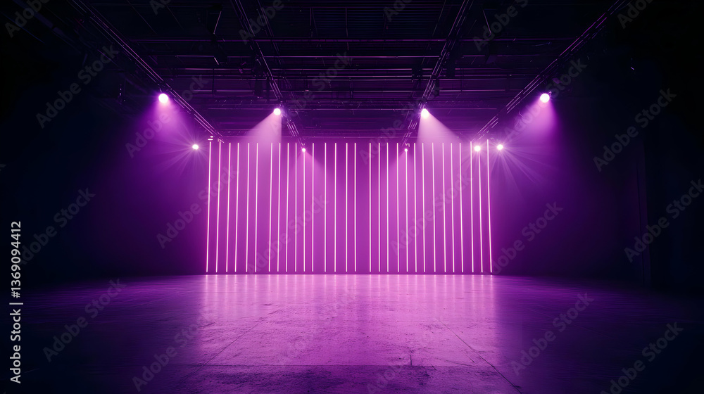Fototapeta premium Purple Stage Lighting With Concrete Floor