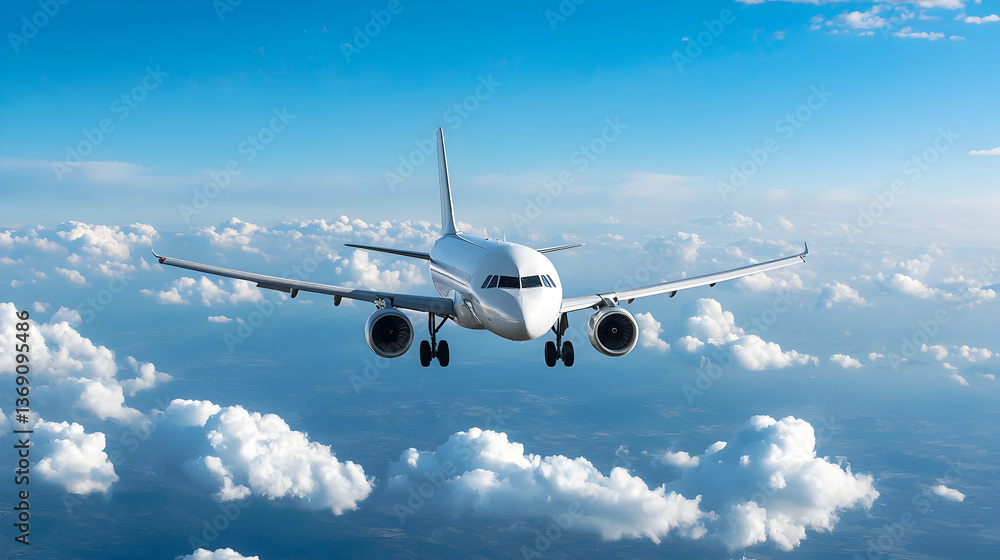 Obraz premium White Airplane Flying Above Clouds