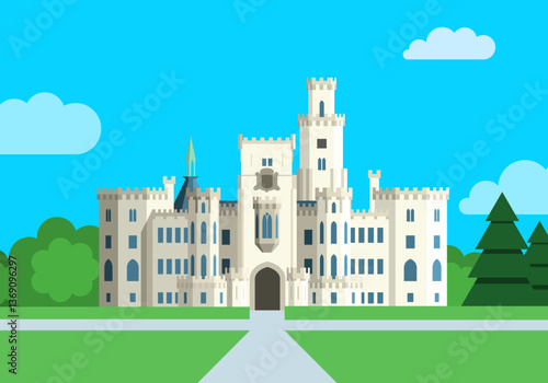 Ilustrace zámek Hluboká, jižní Čechy, Česká republika