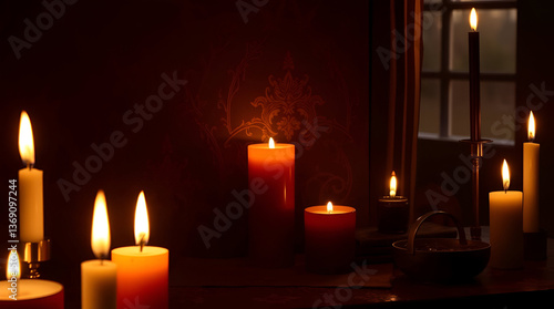 burning candles in church