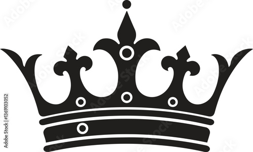 A black Crown icon. Silhouette flat design vector illustration isolated on white background