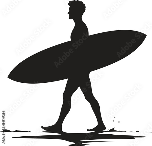 A black surfer silhouette flat design vector icon logo illustration isolated on white background