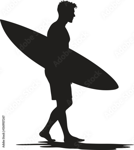 A black surfer silhouette flat design vector icon logo illustration isolated on white background