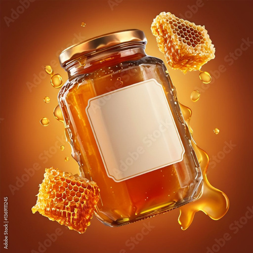 jar of honey and honeycomb