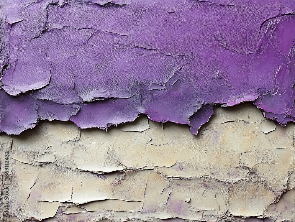 Obraz premium An abstract painting displaying purple and beige textured surfaces