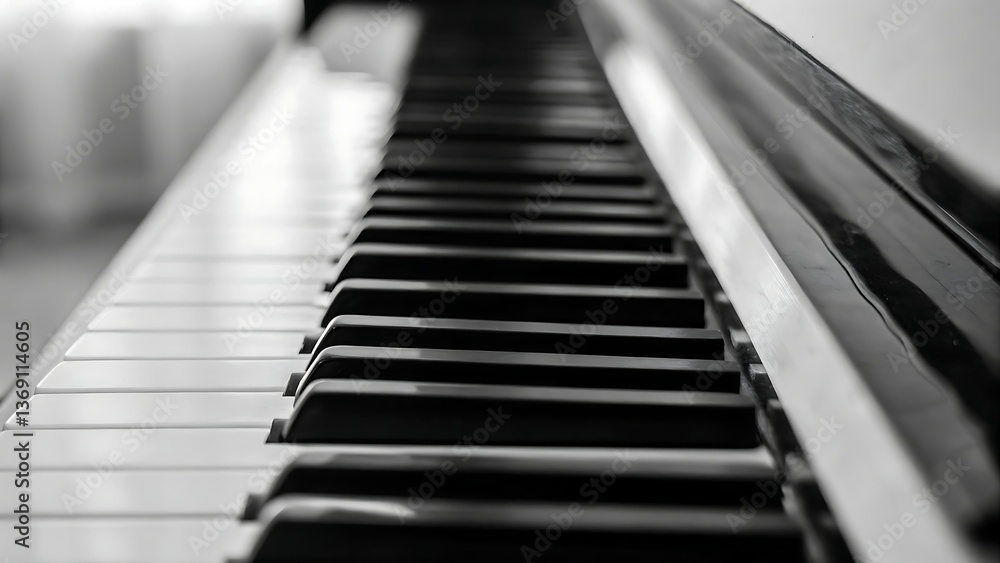 Piano keys in black and white elegant monochrome music instrument Piano keys in black and white elegant monochrome music instrument