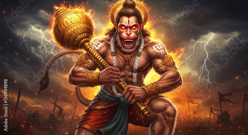 Lord Hanuman – The Divine Warrior of Strength and Devotion , lord hanuman, hindu mythology, bajrangbali, hanuman chalisa, divine strength, rama devotee, vanara god, hindu god