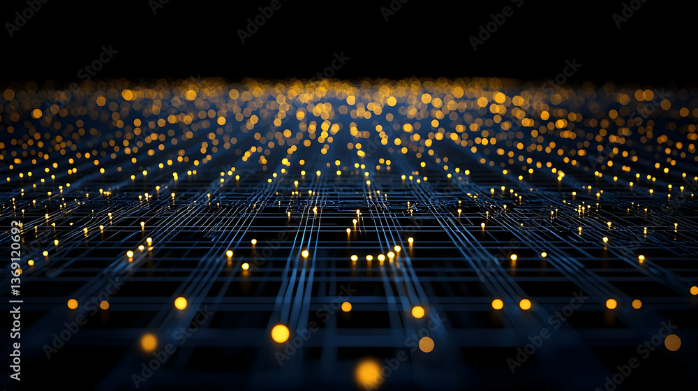 Fototapeta premium Abstract Digital Technology Background With Glowing Lines And Dots