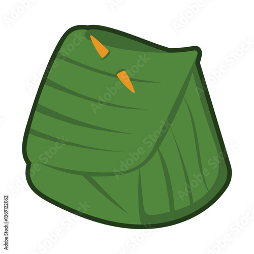Food wrapped in banana leaves vector illustration, gambar makanan bungkus daun pisang, traditional takeaway food