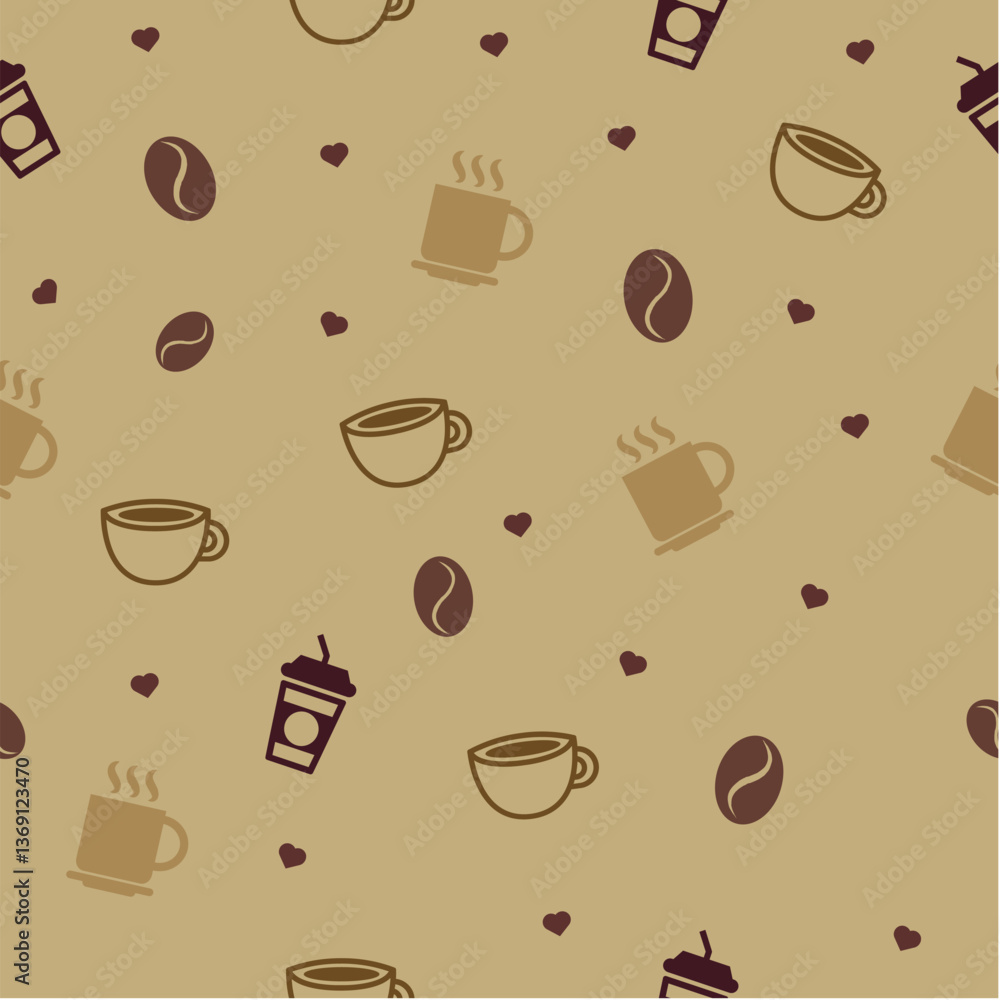Obraz premium Minimalist Coffee Icons Seamless Vector
