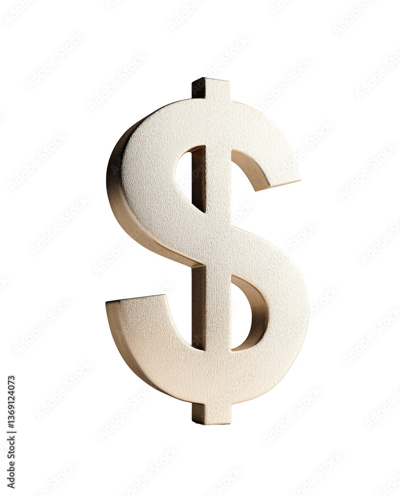 Obraz premium Golden Dollar Sign on Minimalist Background: Symbol of Wealth and Economic Growth
