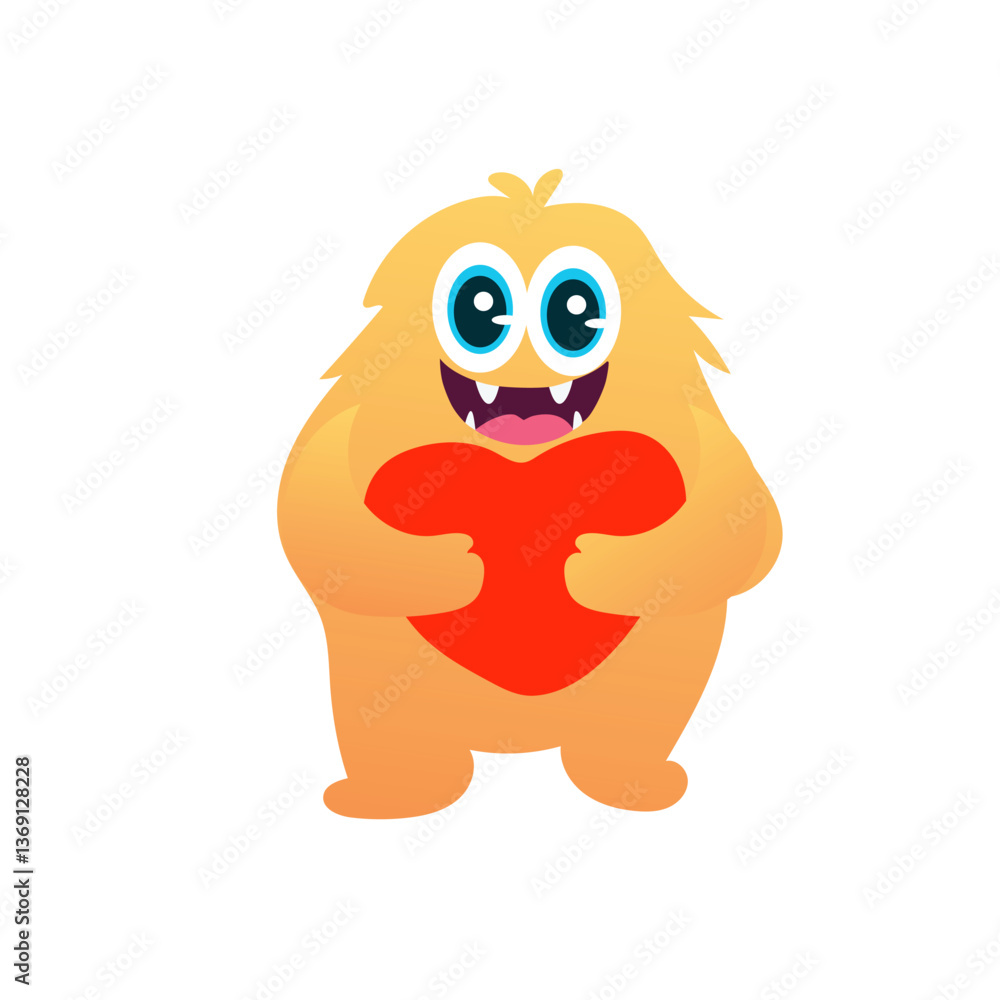 Cute Monster Character Vector Illustration as Toothy and Furry Mutant with Friendly Face Vector Cute Monster Character Vector Illustration as Toothy and Furry Mutant with Friendly Face Vector