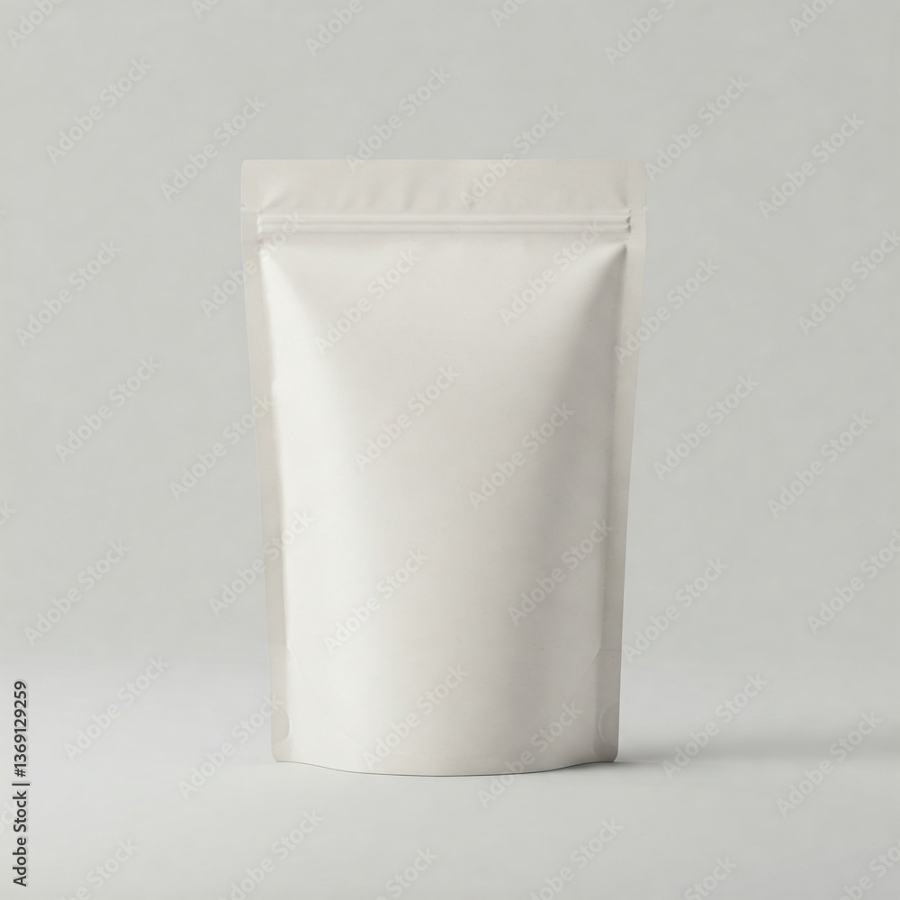 mock-up of a plain, minimalist pouch packaging design mock-up of a plain, minimalist pouch packaging design