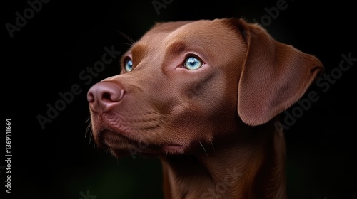 Wallpaper Mural Close-up of a chocolate brown dog's head, intense gaze Torontodigital.ca