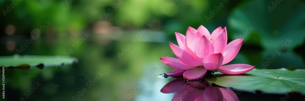 A single lotus flower blooming in a serene pond, nature, serenity, isolation A single lotus flower blooming in a serene pond, nature, serenity, isolation