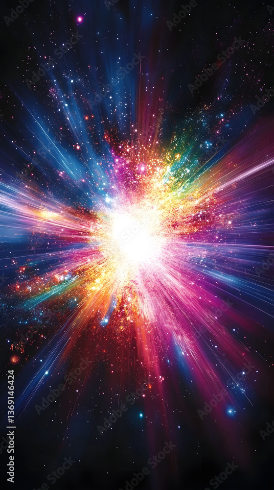 Fototapeta premium Cosmic Explosion: A vibrant burst of stellar energy and celestial wonder