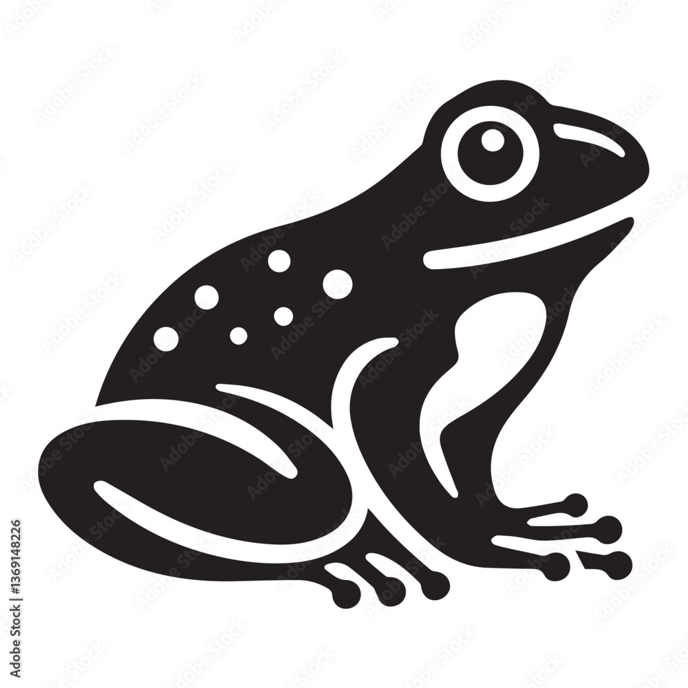 Frog silhouette black and white vector icon Frog silhouette black and white vector icon