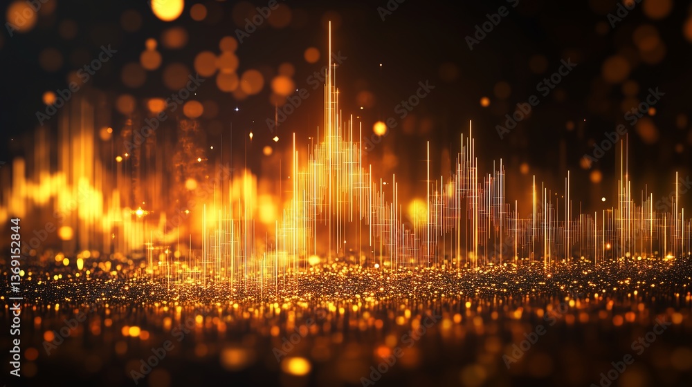 Fototapeta premium Gold Price Increasing Background with Golden Candles Moving Up, Minimalistic Design