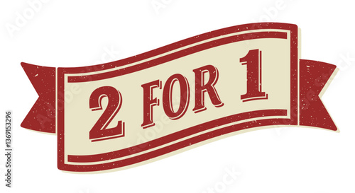 Vintage 2 for 1 Sale Banner in Classic Red and Cream Colors  
