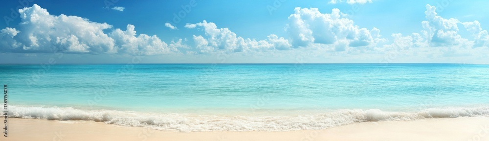 Fototapeta premium A beautiful scenic panorama of the calm ocean and bright sky
