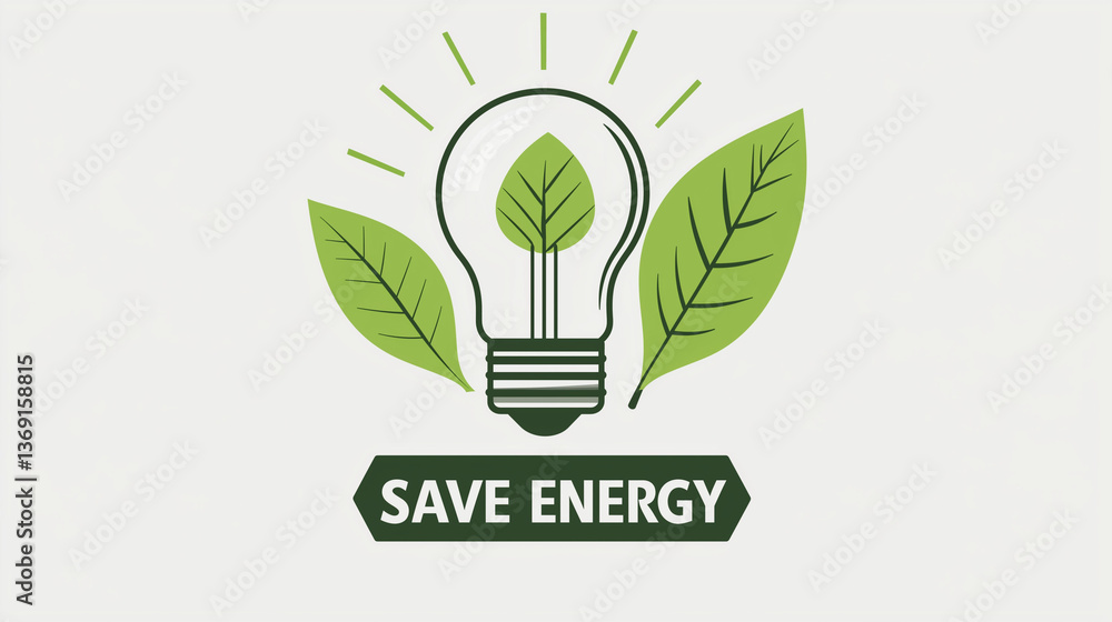 Eco Friendly Lightbulb with Leaves Save Energy Green Technology Illustration Eco Friendly Lightbulb with Leaves Save Energy Green Technology Illustration