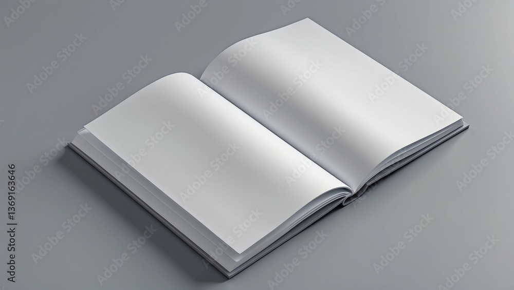 Photorealistic mockup of a blank A4 landscape brochure placed on a light grey surface. The pages are empty, with a clean and professional look, ideal for branding or print design presentations. The so Photorealistic mockup of a blank A4 landscape brochure placed on a light grey surface. The pages are empty, with a clean and professional look, ideal for branding or print design presentations. The so