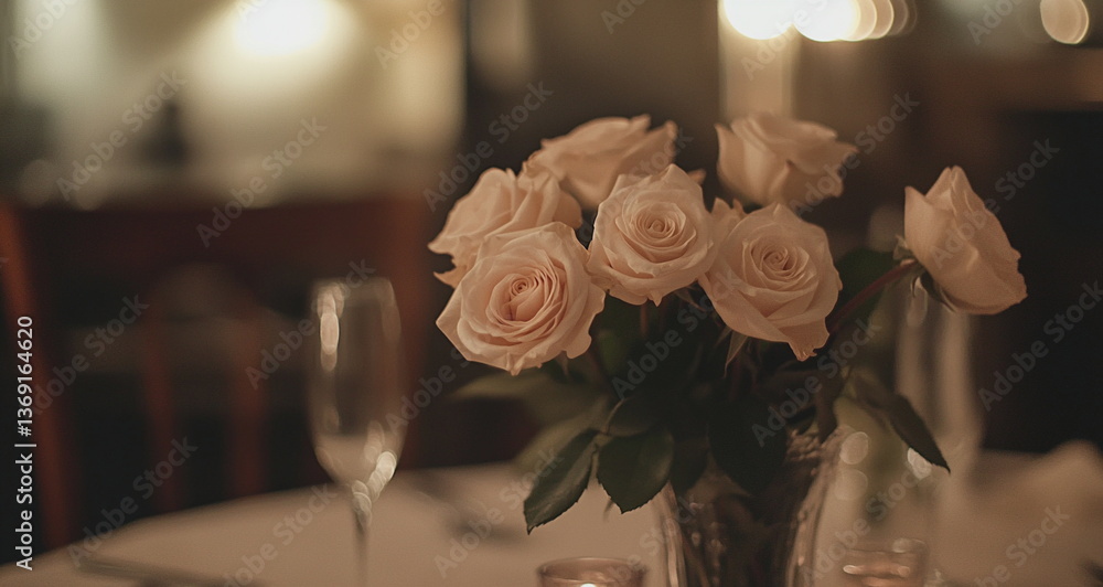 Obraz premium White roses arranged in a classic bouquet, captured in soft focus for a dreamy, serene effect. Great for wedding florals, romantic gifts, or peaceful still life compositions. 