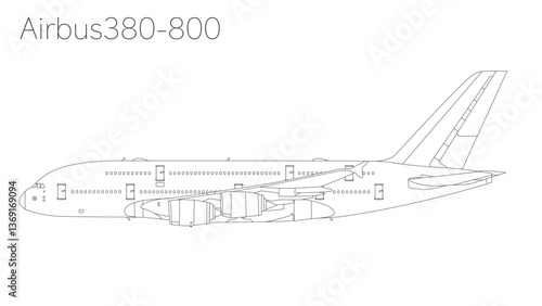 Airbus A380-800 航空機イラスト／フライングホヌ