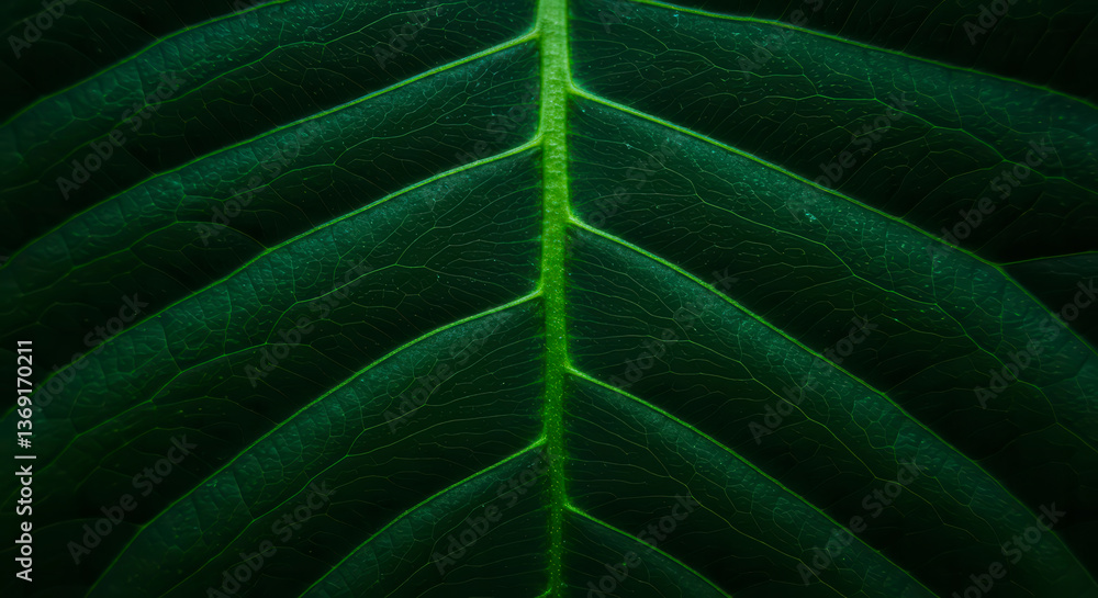 Obraz premium Deep green leaf pattern, perfect for nature wallpapers and tropical designs