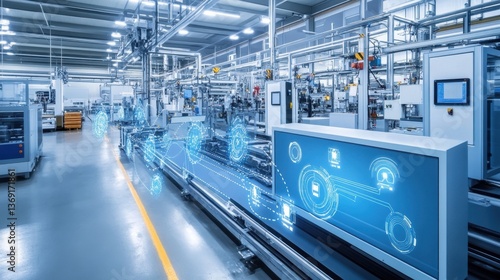 A network of industrial sensors collecting data in a smart manufacturing plant.