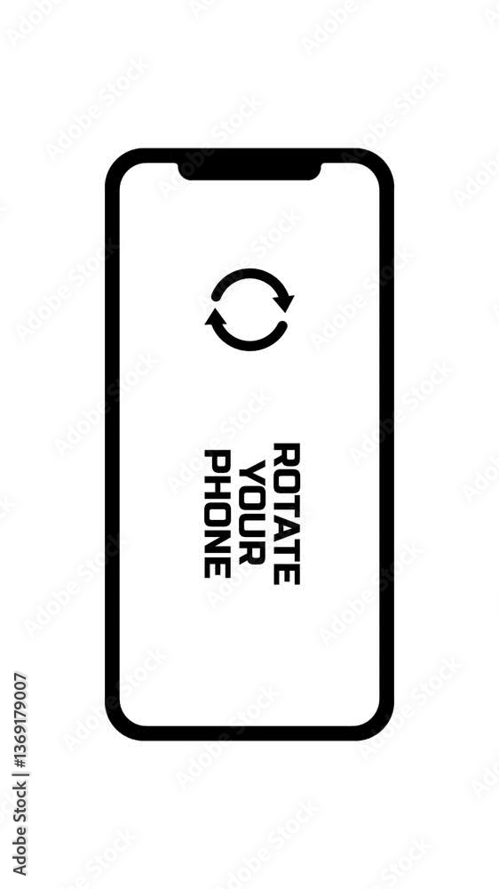 Turn the phone horizontally and vertically icon. Rotate smartphone video template for social media