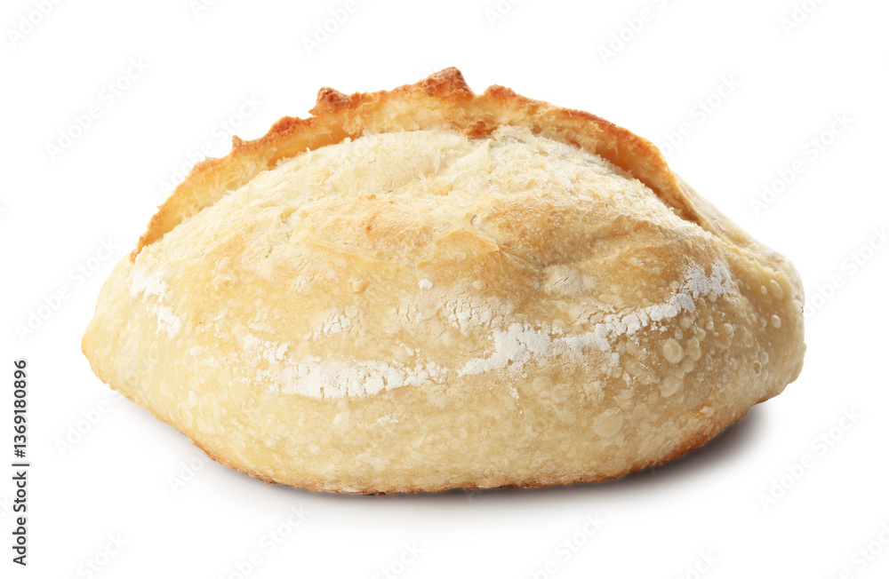 Whole loaf of freshly baked bread isolated on white Whole loaf of freshly baked bread isolated on white