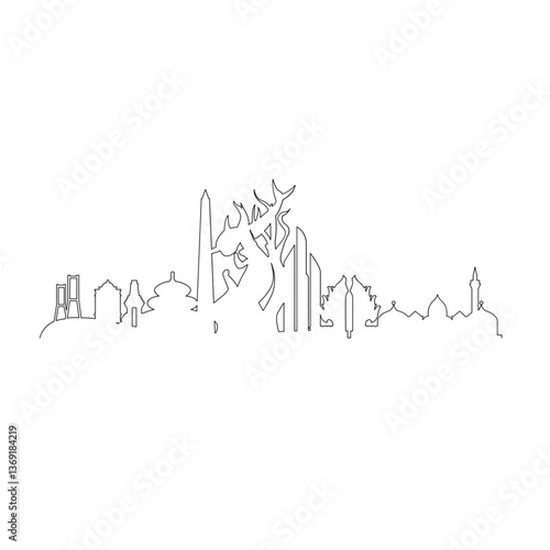 Surabaya City Skyline – Minimalist Landmark Silhouette of Skyscrapers and Urban Architecture for Travel and Tourism