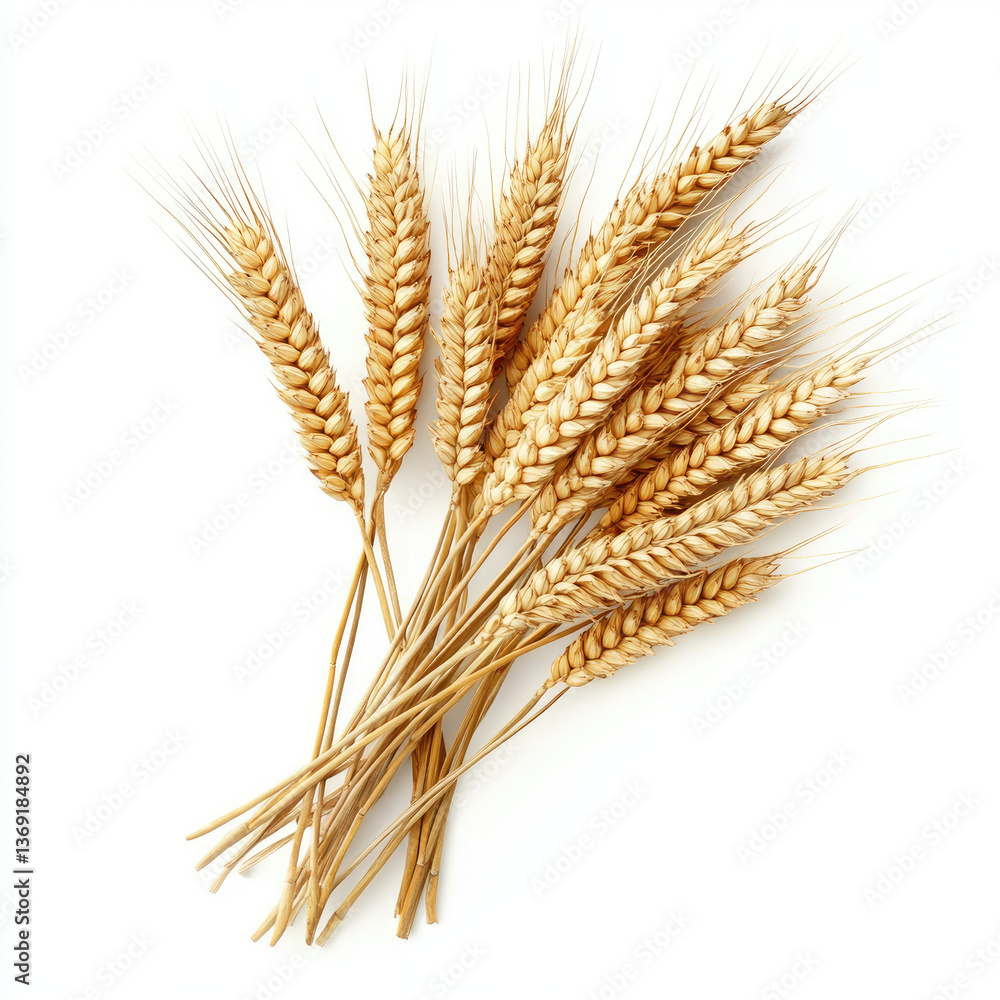 Golden wheat ears on white background Golden wheat ears on white background