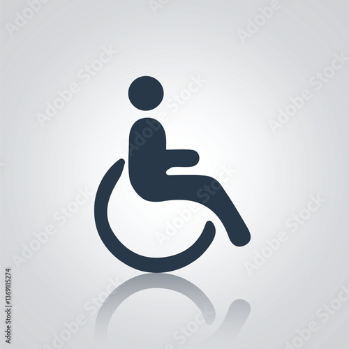 Pictograms of a wheelchair, toilet door, signs, icons,