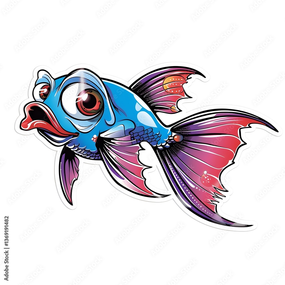 Fototapeta premium fantasy style cute dolphin fish sticker