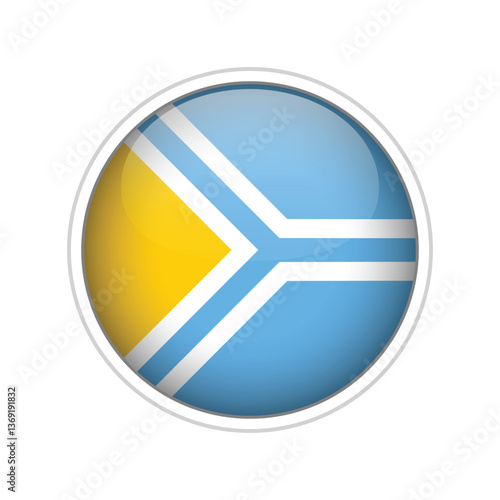 National flag of Tuva glossy sphere vector image