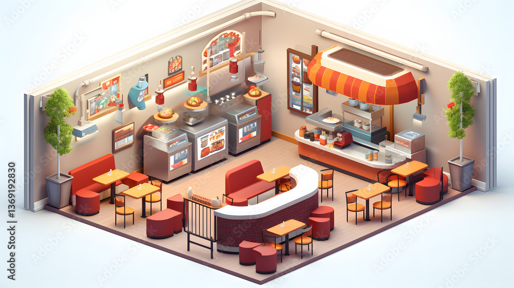 Burger Joint place aesthetic isometric 3D Burger Joint place aesthetic isometric 3D