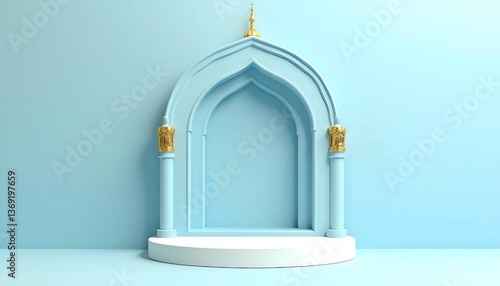 Elegant Islamic Arch Design with Golden Accents for Ramadan and Eid
