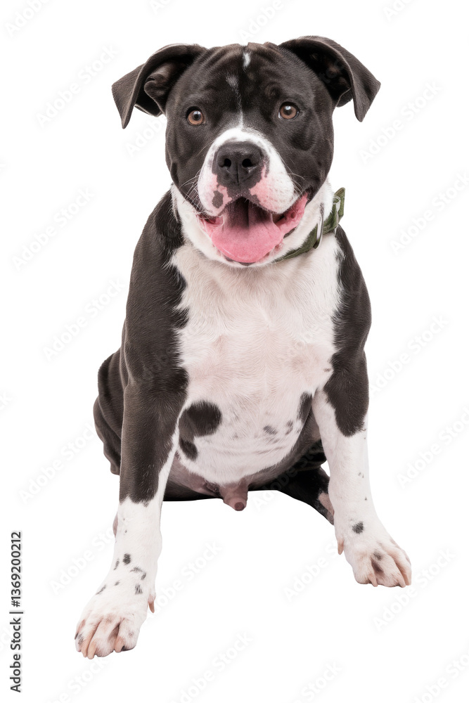 happy pitbull dog sitting on transparent background happy pitbull dog sitting on transparent background