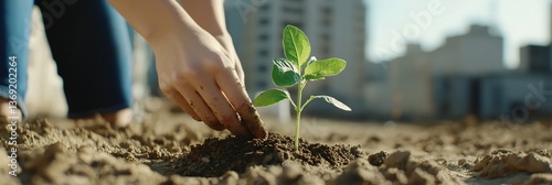 Hands Planting Sprout Urban Garden Sustainability
