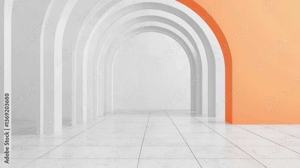 Modern Architecture with Arches and Textured Wall in Minimalist Style Modern Architecture with Arches and Textured Wall in Minimalist Style